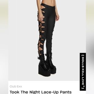 Club Exx Took the Night Lace-Up Vegan Pants